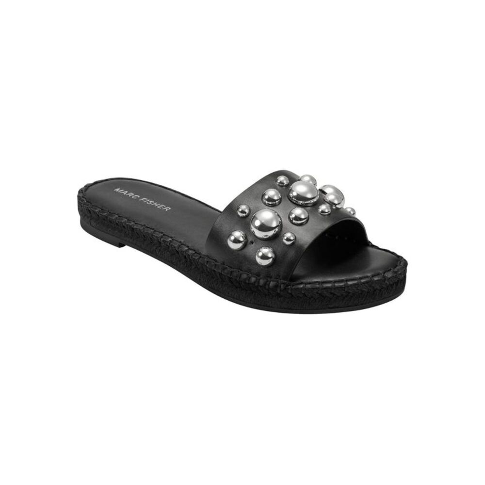 NWT MARC FISHER Womens Black Beira Almond Toe Slip On Espadrille Shoes 8 M